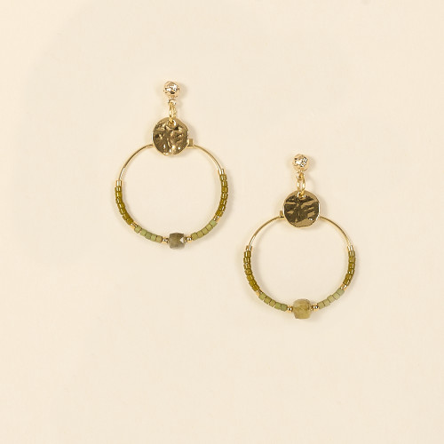 Boucles d'oreilles Aube kaki