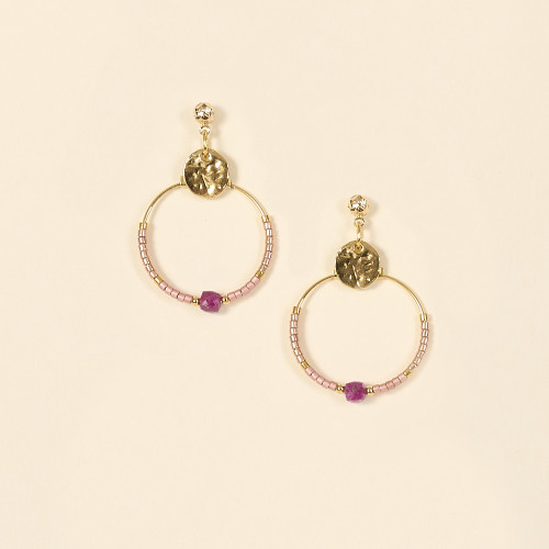 Boucles d'oreilles Aube rose