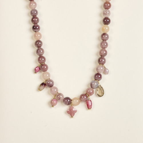 Collier Budi rose quartz...