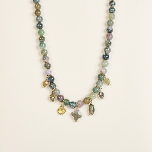 Collier Budi vert agate mousse