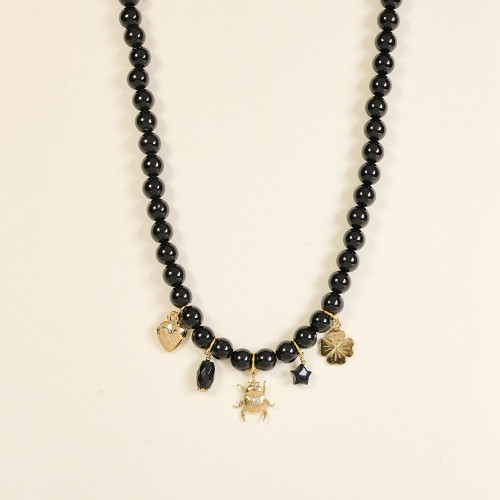 Collier Nino 8mm agate multi