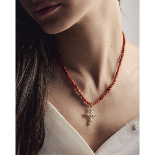 Collier Jora croix perlée