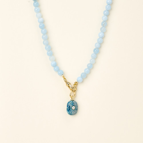 Collier Alba agate bleu...