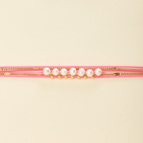Bracelet doré Finn fluo rose
