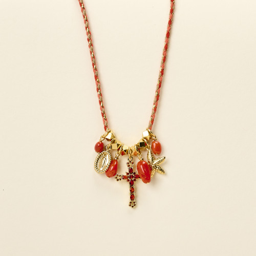 Collier Rafa corail croix...