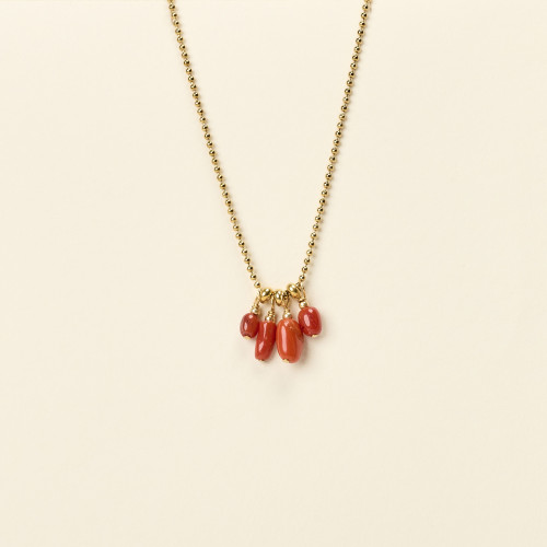 Collier doré Ruby tout corail