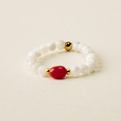 Bague Rina corail perle ovale