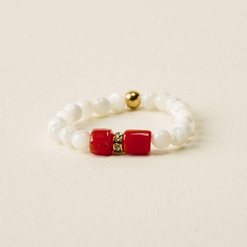 Bague Rina corail perles et...