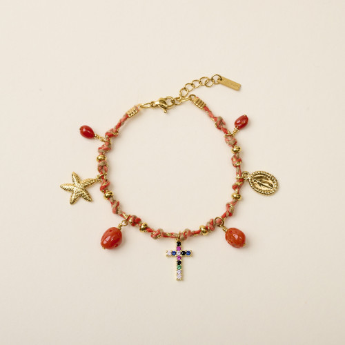 Bracelet Rafa corail croix...