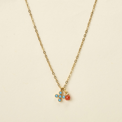 Collier Rani corail croix...