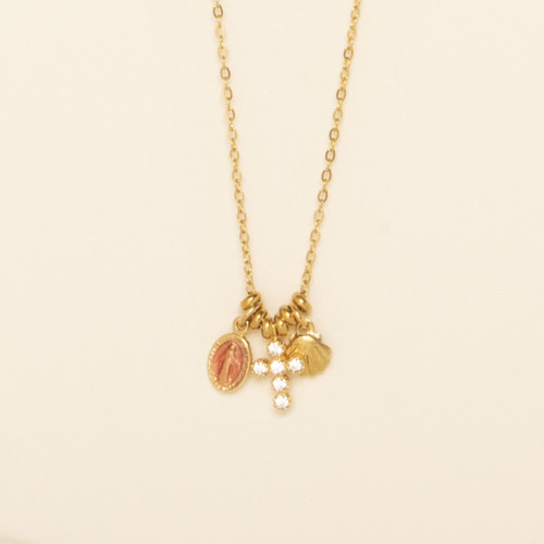 Collier Honi rose et croix...