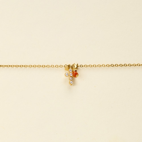 Bracelet Rani corail croix...